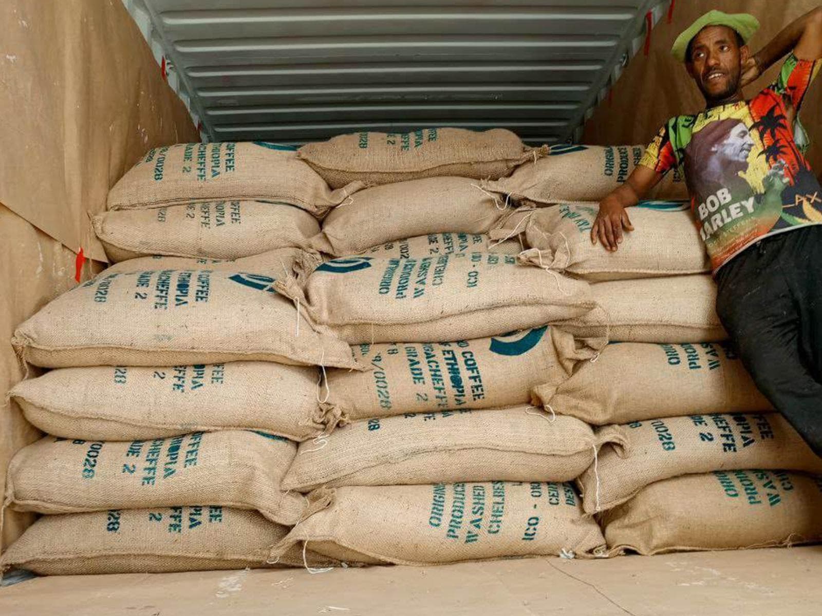 Coffee beans and tea products ready for export